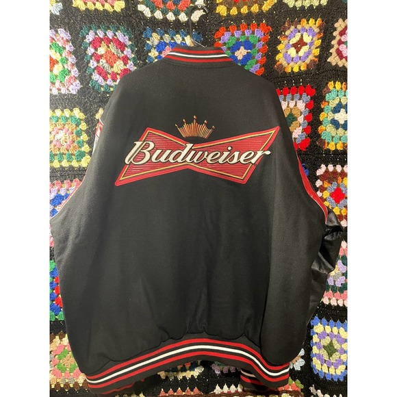 Dale Earnhardt Jr Reversible JH Design Budweiser Varsity Letterman Jacket - Picture 3 of 9